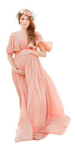 Mujer Maternidad Manga Corta Volantes Vestido 4408