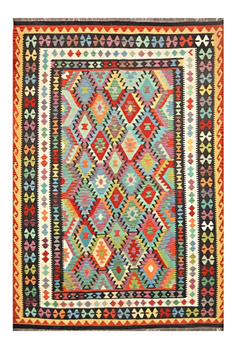 Preciosa Alfombra Kilim Afgana 100% Lana 350×250 Cm