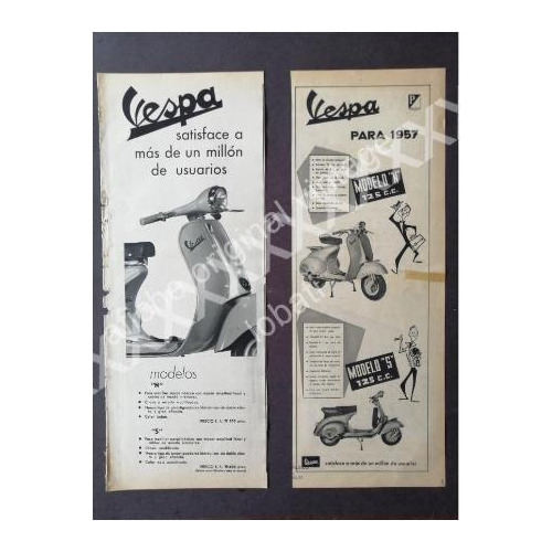 Cartel Retro 2 S De Motocicletas Vespa 1957