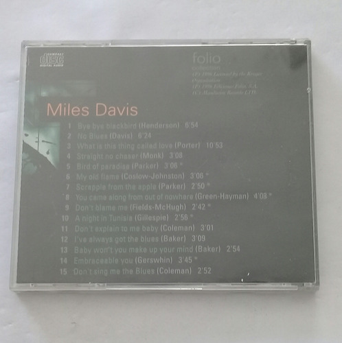 Cd Miles Davis -the Jazz Masters- 1996 (Usado)