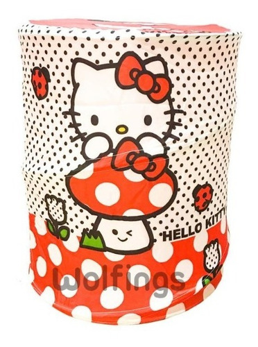 Imagen 1 de 5 de Cesto Canasto Hello Kitty Organizador Redondo Plegable
