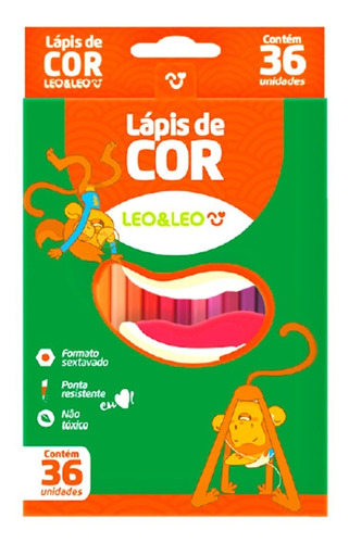 Imagem 1 de 5 de Lapis De Cor Leo & Leo 36 Cores Formato Sextavado