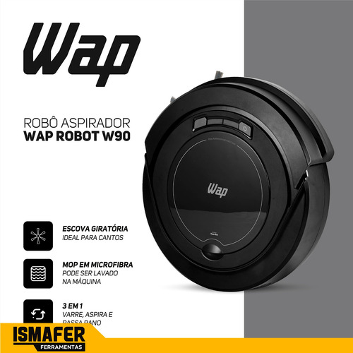 Robo Aspirador De Pó Wap Robot W90 Bivolt 3 Modos De Limpeza