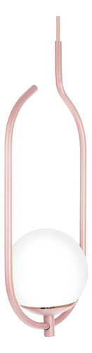 Pendente On Clip Rose Com Globo Esfera De Vidro Branco Cor Rosa 110v/220v