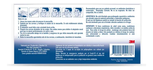 Tapabocas Nexcare Elastico Desechable X 12und