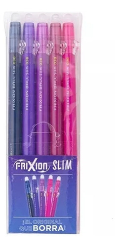 Set 5 Lápices Gel Frixion Ball Slim Punta 0,38 Mm Morados