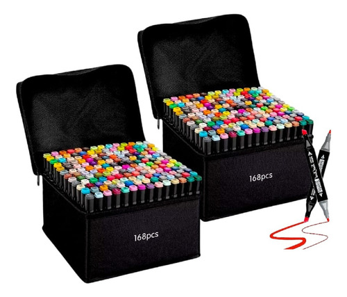 Set De Plumones Touch 168pcs - X2 - Rotulador Doble