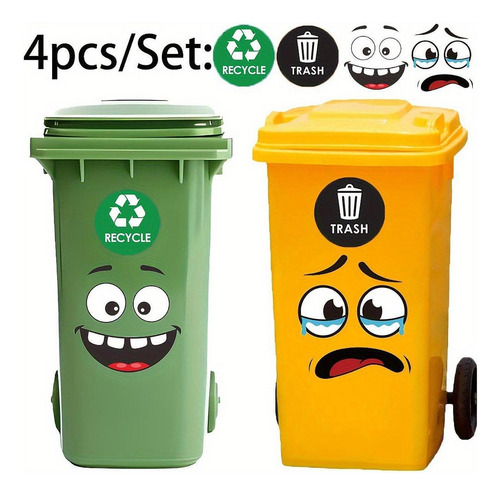 4 Piezas De Basura De Basura Calcomanías Basura Y Reciclaje
