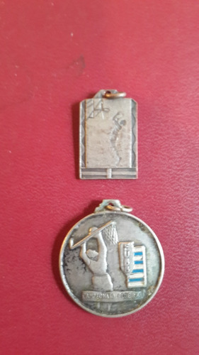 2 Medallas Antiguas Deportivas Basketball, Lote, Ne036