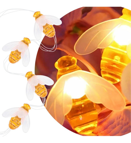 Guirnalda Decorativa Abejas Led Calida Decora Enchufe Luz-