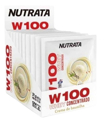 W100 Whey Concentrado - 12 Sachês 30g Baunilha - Nutrata