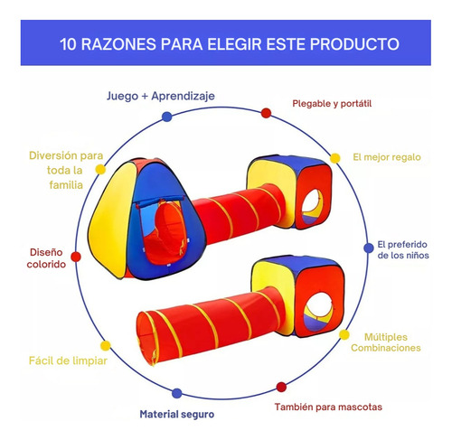 Pelotero Laberinto Infantil Con Túnel Y Carpa Modular