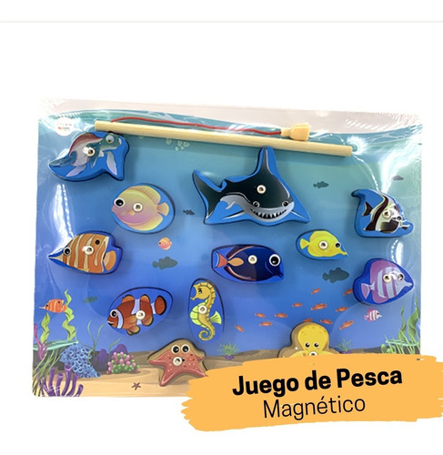 Juego De Pesca Magnético Encastre Madera Didáctico Imantado