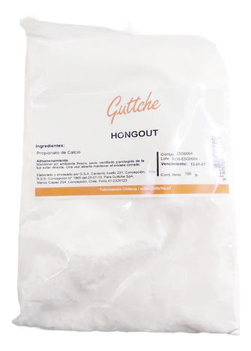 Hongout 100g, Guttche Repostería, Conservante Sintetico