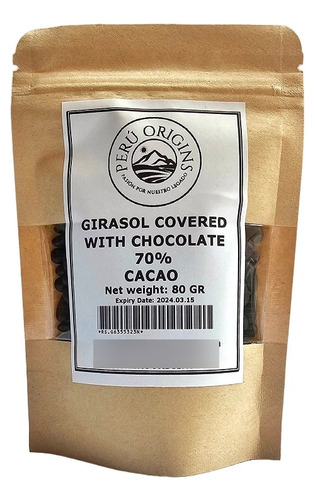 Semilla De Girasol Recubierta De Chocolate 70% Cacao 80 Gr.