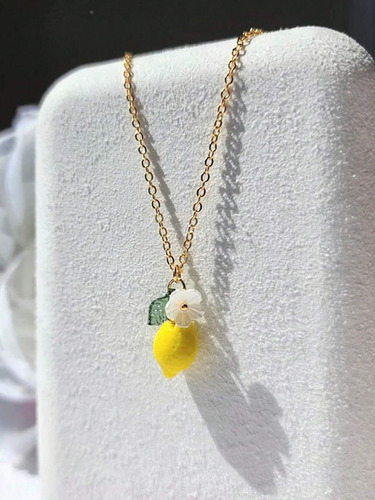 Colgante Collar Cadenita Dije De Limon Plateado