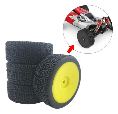 4x Rc Neumáticos De Goma Conjunto Para Amarillo Amarillo