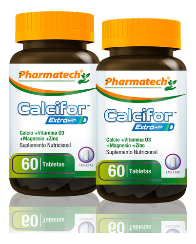 Calcio Magnesio Zinc Vitamina D Pharmatech 60 Caps Pack X2