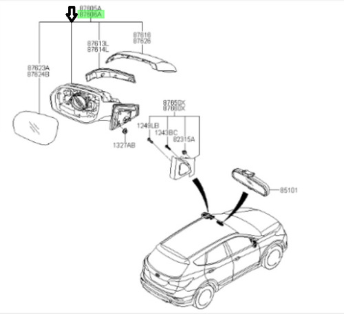 Espejo Completo Original Hyundai Santa Fe Dm 2013 2017