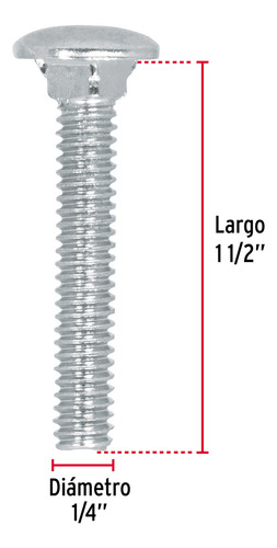 Tornillo Tipo Coche 1/4 X 1.5´ Redondo Metal Auto 80pz 44714