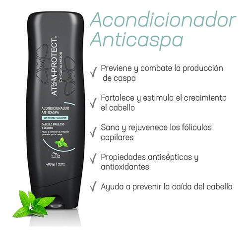 Imagen 3 de 8 de Acondicionador Atom Protect Anticaspa X 400 Ml