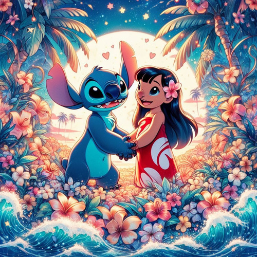 Kit Pintura Diamante Lilo Y Stitch 30x30cm - Redondos