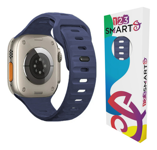 Pulseira De Silicone Mariner Premium Compativel Com Apple Watch Ultra 1 2 e 3 Iwatch 10 9 8 7 6 5 4 3 2 1 Se 44mm 45mm 46mm Ultra 49mm - Cor Azul Marinho