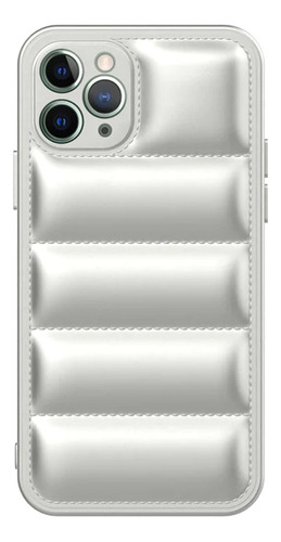 Funda Protector Para iPhone 14 Pro Max Puffer Silver+vidrio