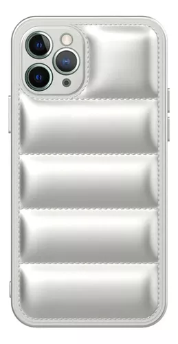 Funda Para iPhone 13 Pro Max Puffer Tpu Silver + Vidrio