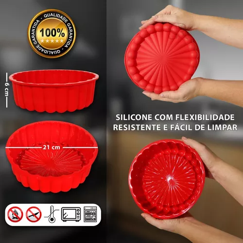 Forma Assadeira de Silicone Bolo para Air Fryer Microondas Forno 21cm