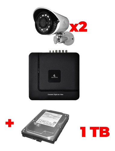 Kit Seguridad Video Vigilancia 2 Camaras Hd Disco Duro 1tb