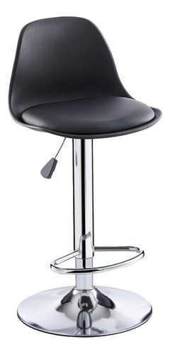 Set 2 Sillas Ajustables Banco Acolchado Giratorio Respaldo Color Negro