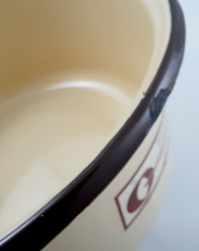 Cacerola Enlozada Antigua Condor 18 Cm Con Detalles Beige