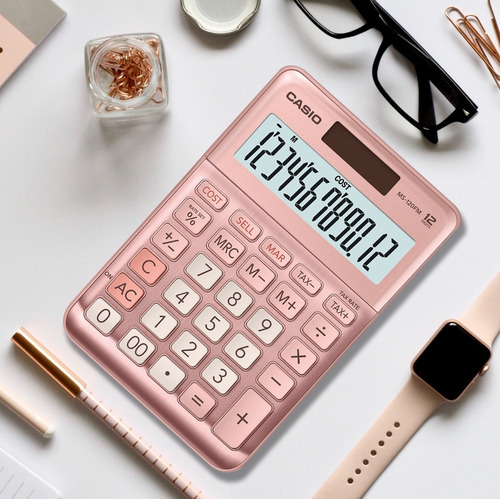 Imagen 6 de 7 de Calculadora De Escritorio Casio Ms-120fm-pk, Solar / Pila