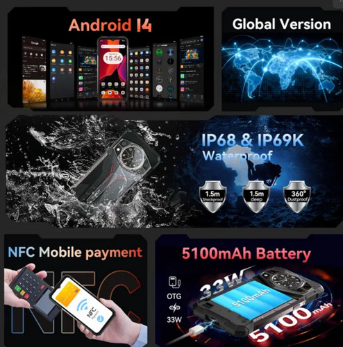 Fbot F101 Pro Grado Militar 15 Gb 128 Uso Rudo Dual Sim Sumergible Doble Pantalla