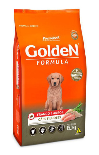 Ração Golden Filhote Sabor Frango E Arroz Para Cães 15kg