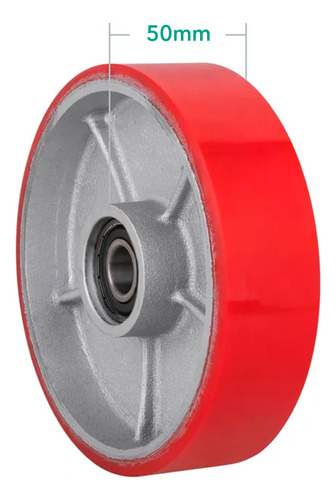 2 Ruedas Para Zorra Hidraulica 180x50mm Reforzada C/ Ruleman Ruedas Rojo