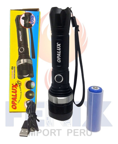 Linterna Táctica De Metal Recargable C/ Zoom Opalux Op-4927n