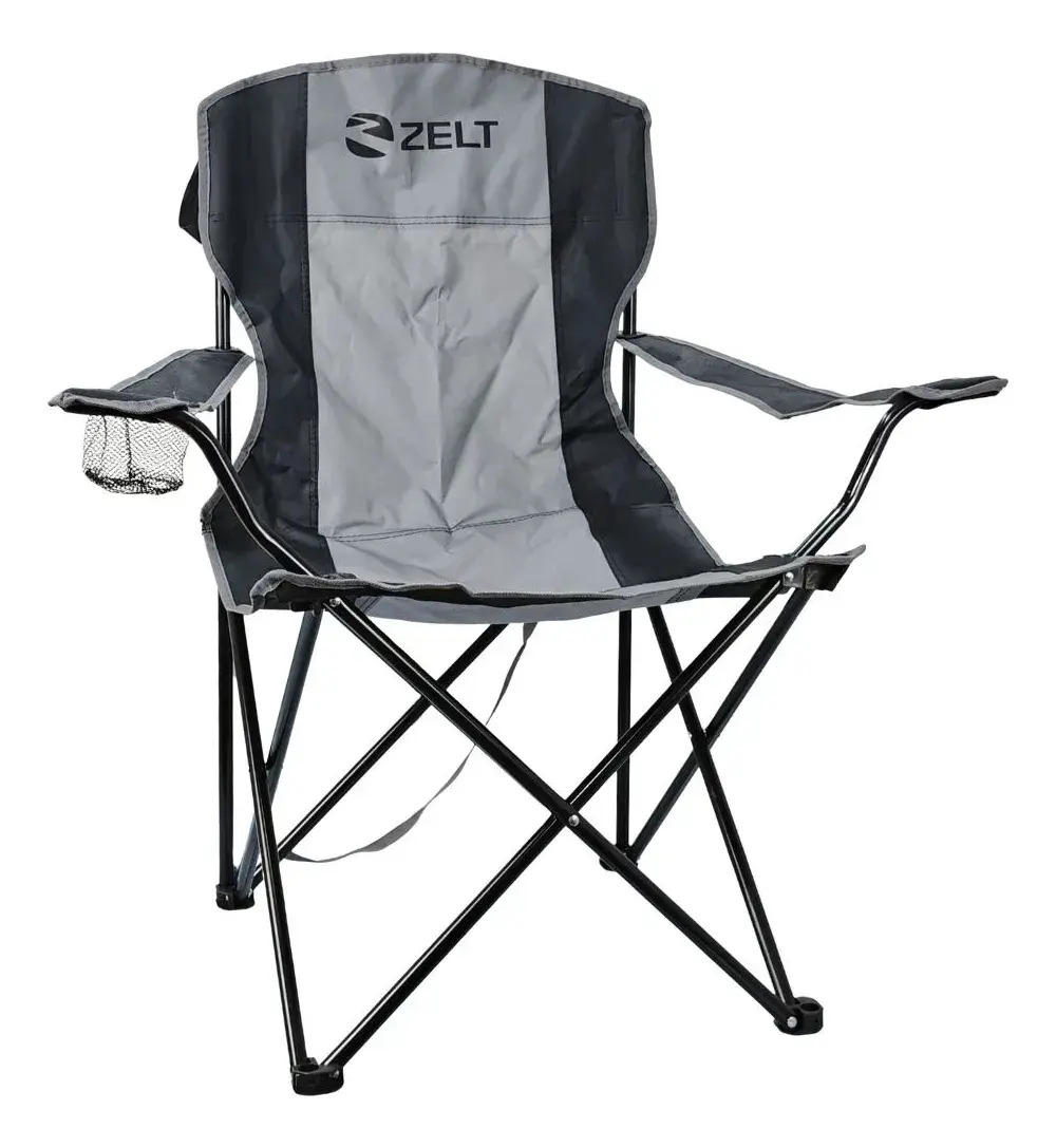 Cadeira Camping De Araguaia 120kg Com Braço/porta Copo Zelt Preto