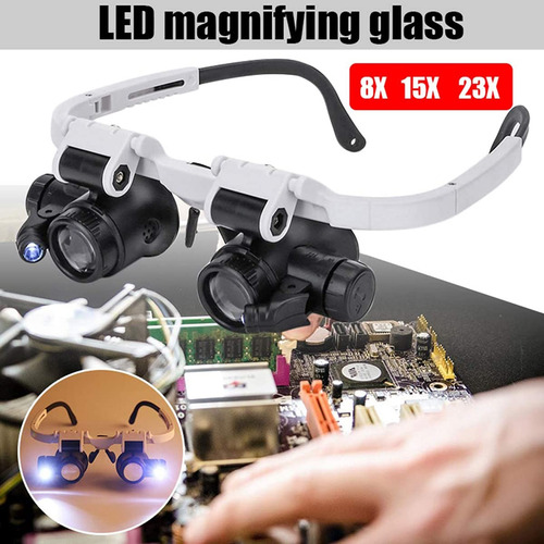 Lupa Ajustable 8x Con Luz Led Para Reparación De Relojes