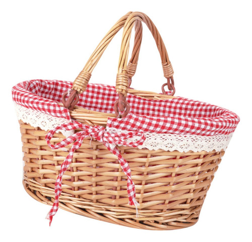 Canasta De Picnic Con Mango Cesta De Mimbre Rattan