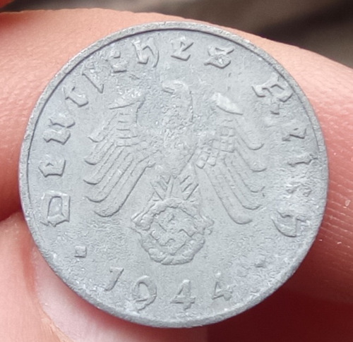 Moneda Alemania Segunda Guerra Mundial 1 Pfening 1944 B