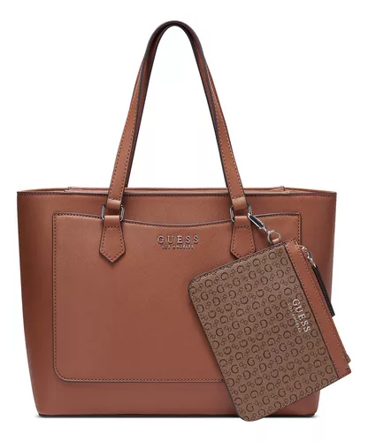 Bolso Tote bag Guess marron logo para mujer