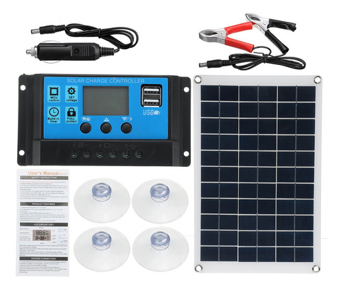 100w Panel Solar 60a Lcd Controlador 12v Cargador De Batería