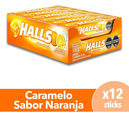 Pastillas Halls Naranja - Pack X 12un