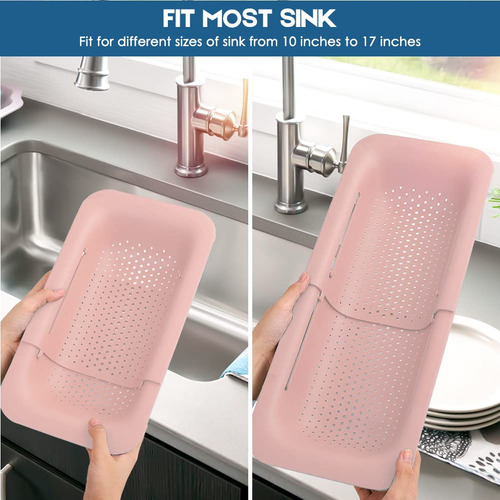 Colador Plegable Y Extensible Para La Cocina De Color Rosa