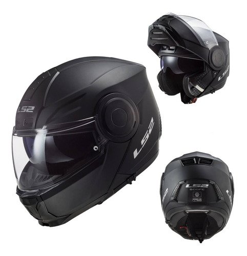 Casco Abatible Para Moto Ls2 Ff902 Scope Negro Mate