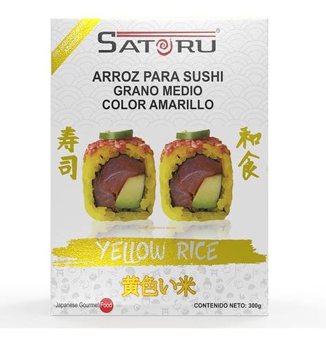 Imagen 1 de 10 de Arroz Japonés Amarillo Para Sushi Sin Sabor Añadido 300g 