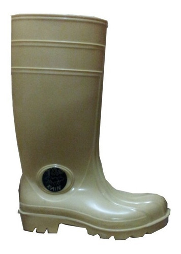 Botas Pvc Caña Larga Beige Con Puntera 