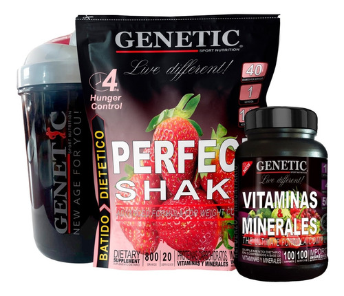 Aminoacidos Esenciales Perfect Shake Vitaminas Vaso Genetic